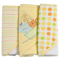 Spasilk 3 Count Soft Terry Hooded Towel Set, Yellow Ark