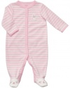 Carter's Terry Snap - Pink White Stripe Kitty-3M