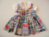 Ralph Lauren Layette Polo Pony 2 Piece Madras Jumper Dress Ruffled Onesie Outfit, Size 6 Months