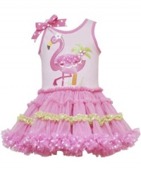 Rare Editions Baby Girls Pink Flamingo Tutu Dress, Pink , 2T