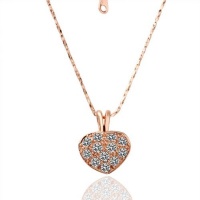 Heart Pave Crystals Pendant Necklace, Swarovski Elements 18k Gold Rose Copper Plated Jewelry, Perfect for Every Occasion, Valentines, Gift, Birthday, Anniversary, Wedding, Prom--Arrives in Gift Box