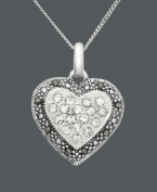 Say it from the heart, Genevieve & Grace's exquisite heart pendant makes the perfect gift for the one you adore. Crafted in sterling silver with sparkling, round-cut crystals and marcasite edges. Approximate length: 18 inches. Approximate drop: 1 inch.