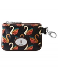 Change things up with this colorful coin purse from Fossil. The sturdy coated canvas is equipped with secure top zipper, side clip and interior ID window, so your stash stays safe and secure.