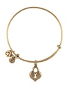 A delicate piece to keep close, this expandable Alex and Ani features a heart and lock charm which hangs from a simply styled gold plated bangle.