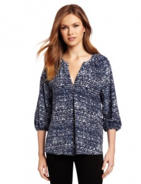 Joie Women's Addie B Tweed Printed Savory Silk Blouse