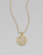 Add a little sparkle with this brilliant pavé rhinestone pendant on a ball link chain. RhinestonesGoldtone brassLength, about 16Pendant size, about ½ Toggle closureImported 