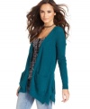 A layered asymmetrical hem adds edge to this Free People cardigan -- perfect for fall layering!