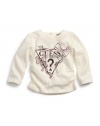 Guess Bowtastic L/S T-Shirt (Sizes 4 - 6X) - cream, 5 - 6