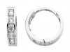 14K White Gold 2mm Thickness 5 Stone CZ Channel Set Polished Hoop Huggies Earrings (0.4 or 10mm)