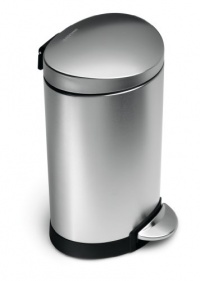 simplehuman Mini Semi-Round Step Trash Can, Fingerprint-Proof Brushed Stainless Steel, 6-Liter /1.6-Gallon