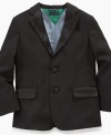 Your little boy will look like a dashing young man instantly with the addition of this Tommy Hilfiger tuxedo jacket.