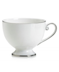 Pure refinement simply stated, the Mikasa Cameo Platinum dinnerware and dishes collection is shear elegance in classic form. Dazzling white china is delicately embellished with platinum band detailing. The understated style of this teacup works as well with other patterns as it does with the coordinating collection.