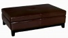 Full Leather Cocktail Storage Ottoman, Espresso Brown