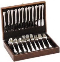 Reed & Barton Flatware Chest Mahogany Finish Brown Tarnish Proof Fabric Lining Brass Lid Hardware