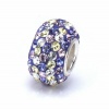 Bella Fascini Purple, Yellow & Crystal Clear Mix, Swarovski Crystal Element Pave Beads, Sterling Silver European Charm