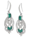 Simply striking. This pair of earrings from Carolee is crafted from silver-tone mixed metal with glistening green and clear accents adding a stylish touch. Approximate drop: 1-1/4 inches.