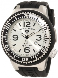 Swiss Legend Men's 21818P-02-S Neptune Silver Dial Black Silicone Watch