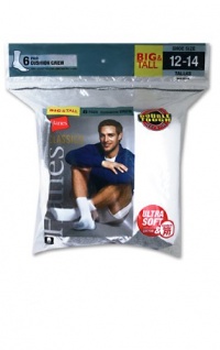 Hanes Classics Men's Big & Tall 6-Pack Cushion Crew Socks