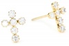 Jewelry Of Faith Girl's 14k Gold Cubic Zirconia Cross Earrings