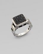 From the Classic Chain Collection. A signature chain band with a square black sapphire pavé setting.Black sapphire Sterling silver Width, about ½ Made in Bali Additional Information Women's Ring Size Guide 