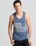 Whether you're cruising down the highway on a hot afternoon or playing volleyball at the beach, this chilled-out striped tank lends some casual cool style to your day.