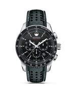 Men's Movado Series 800™ bracelet watch in performance stainless steel with a black chronograph dial.