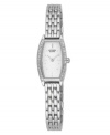 Crystals add beautiful sparkle to the clean lines of this watch by Citizen.