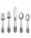 Rich with ornamentation, the Grande Baroque flatware set from Wallace is a perfect example of French refinement in luxurious sterling silver. An heirloom generations will admire at formal parties and holiday meals.