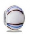 Beautiful Green/Blue Striped Art Glass European/Memory Charm Double Sterling Layered Bead - Fits Pandora Bracelets