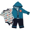 Offspring- Baby Boys Newborn Airport 3 pack Jacket Set, Navy Multi, 3 Months