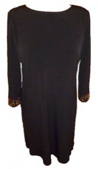 Laundry by Shelli Segal Black Embellished Long Sleeve Dress Key Hole Back Size 12