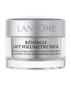 Skin Truth:Skin cells need to communicate with each other constantly. This communication is key to helping maintain the support structure that keeps the delicate skin of the neck and décolleté looking youthful. With age, this delicate skin is prone to losing definition and firmness.Lancôme InnovationNew from Lancôme, Rénergie Lift Volumetry Neck features our unique GF-Volumetry™ complex, shown to help support cellular communication*. The neck profile appears remarkably lifted and tightened, revealing a more youthful-looking shape.See a dual-action lift for a volumetric result.1) LIFTING ACTION: The neck looks lifted and the décolleté is smoother, more toned.2) 2) CONTOURING ACTION: Within four weeks, wrinkles are visibly reduced, the neck contour appears refined, regaining its youthful definition.Visibly lifted and firmer, the neck contour appears reshaped and youthfully refined.Dermatologist-tested for safety.