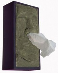 Tiki Head Tissue Box Cover - Green Face with Black Sides