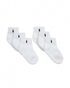 Ralph Lauren Childrenswear Infant Girls' 6 Pack Quarter Socks - Sizes 6-12, 18-24 Months