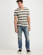 Rendered in lightweight cotton, this striped tee is perfect for warm weather outings.V-neckCottonHand washImported