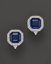 From Judith Ripka's Estate collection comes a stunning pair of Ascher cut earrings, showcasing brilliant blue corundum.