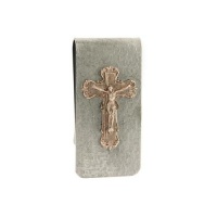 Rose Gold and Silver Tone Crucifix Money Clip