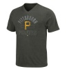 MLB Mens Pittsburgh Pirates Game Day Weathered Charcoal Heather Short Sleeve V-Neck Tee By Majestic