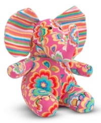 Asian elephants have smaller ears. African elephants have bigger ears. What kind of elephant has rainbow-striped ears in cuddly microfleece? Beeposh elephants, of course! Sally's striped ears coordinate with the zany flowers on her bright-pink belly for a bold, girly look that's full of pizzazz. With a super-soft, squeezable body and a winning smile tucked beneath her upturned trunk, this pink pachyderm has tons of lovable personality.