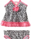 ABSORBA Baby-Girls Infant Swimsuit Two Piece, Black/White, 18