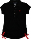 Ralph Lauren Girls Mesh Polo, Black, S(7)