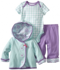 Offspring- Baby Girls Newborn Crystal 3 Piece Jacket Set, Lavender Multi, 6 Months