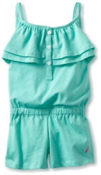 Nautica Girls 2-6x Knit Romper, Aqua, 4