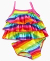 Bright-eyed. She'll shine just a little bit more when she's wearing this vibrant rainbow-striped bikini from Carter's.