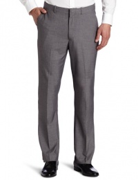 Perry Ellis Men's Portfolio Narrow Stripe Flat Front Dress Pant, Charcoal, 33x32