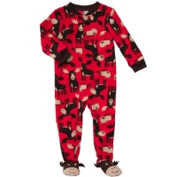 Carter's Boys Red Moose Fleece Footed Sleepers Kids Sizes 4-7