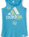 adidas Girls 2-6X Ruffle Tank Top, Medium Blue, 6