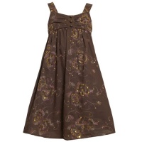 Size-4 BNJ-3396B BROWN Sparkle-Sequin Embroidered Babydoll Special Occasion Wedding Flower Girl Party Dress,B13396 Bonnie Jean LITTLE GIRLS