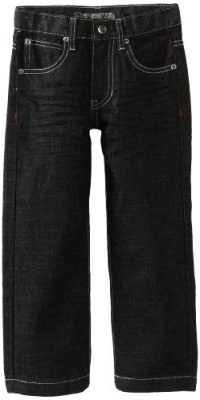 Southpole - Kids Boys 2-7 Relaxed Fit Jeans with Embroidered Back Pocket Details, Raw Black, 6