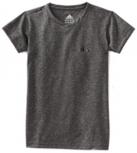 adidas Girls 7-16 Clima Tech Tee, Dark Grey Heather/Black, Small